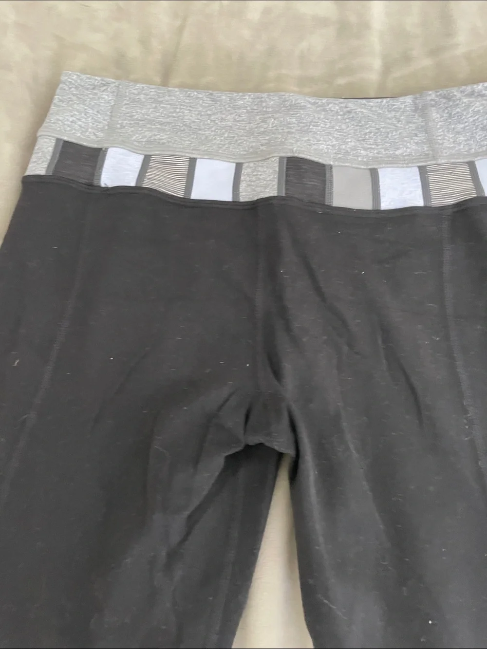lululemon athletica Black Flare Leggings with Gray Waistband